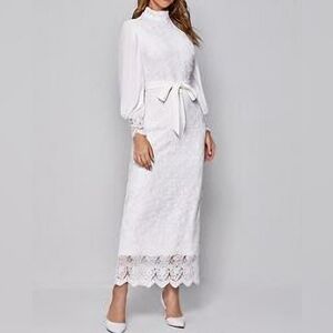 White Lace Dress, Long Sleeves
